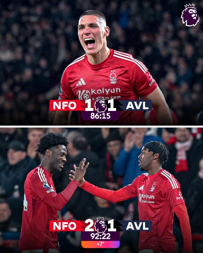 维拉主场2-1逆转桑德兰，英特奈斯斩获制胜一球