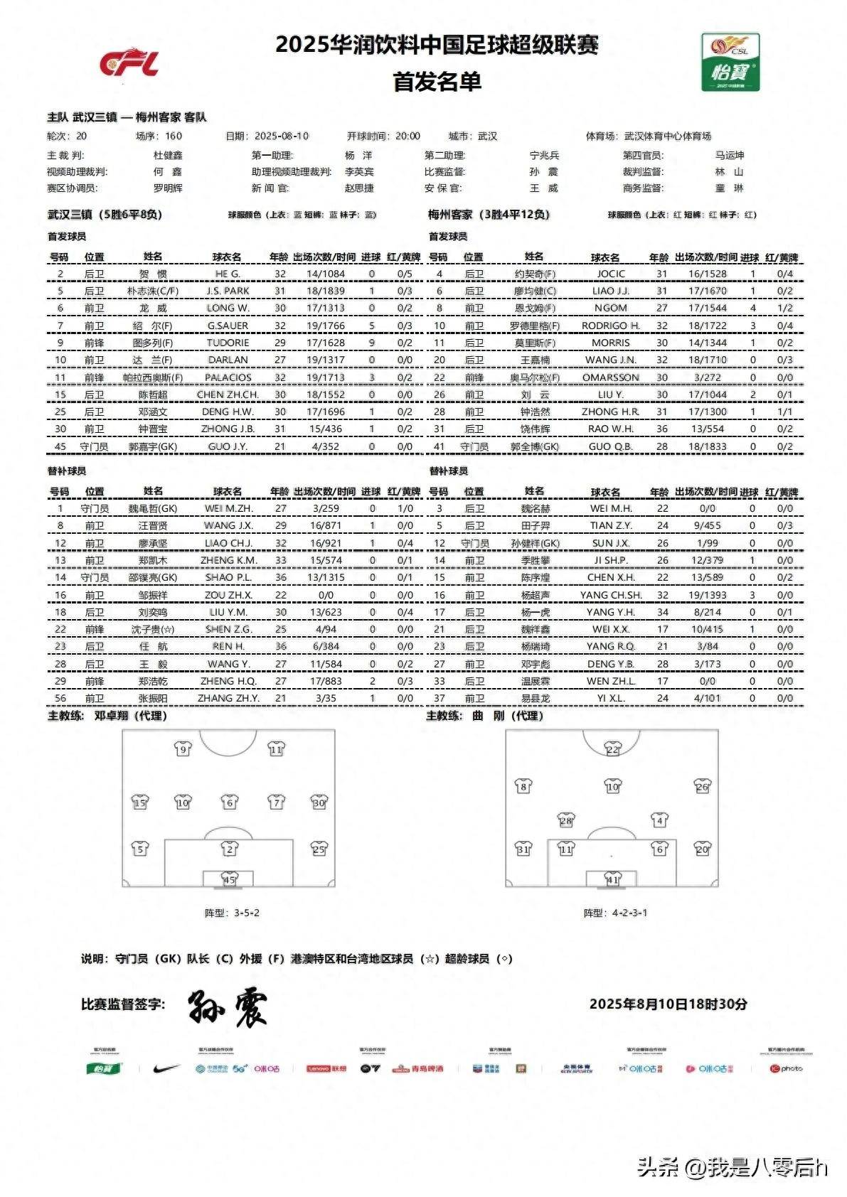 武汉三镇客场输球，积分榜稍有下滑